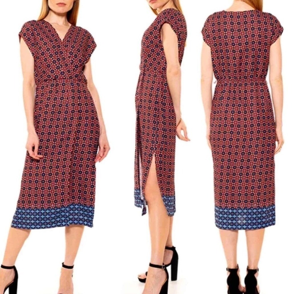 Alexia Admor Iris Wrap Dress Womens Size 8 Boho Geometric Indie Retro Career